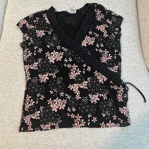 Floral Black and Pink Women's Top